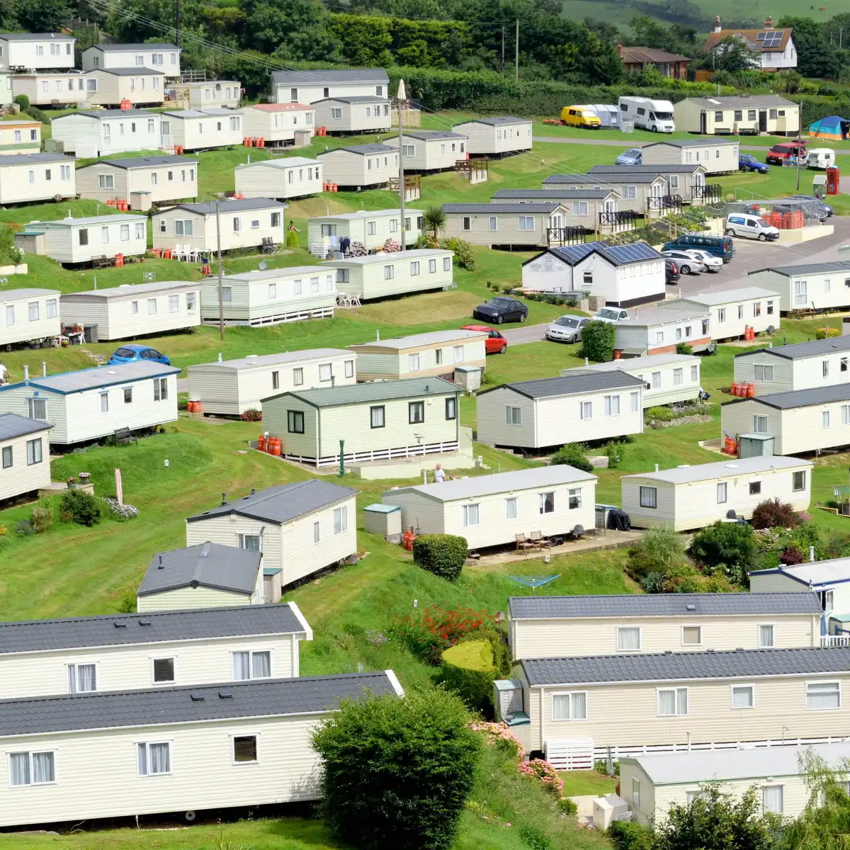 Beer Head Caravan Park near village Beer in Devon, England